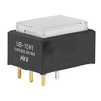NKK Switches UB15RKG035F-JB Pushbutton Switches SPDT ON-(ON) 0.4VA ILLUM GRN RECT