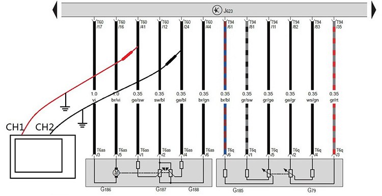 B7 circuit diagram used for air damper sensor measurement