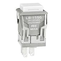 NKK Switches LB15SGW01-B Pushbutton Switches SPDT ON-(ON) GRAY SQUARE WHITE CAP