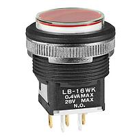 NKK Switches LB16WKG01-5C12-JC Pushbutton Switches ON-ON RND PNL SL 12V RED LED CLR/RED CAP