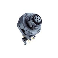 Amphenol LTW MSDP-04PFFR-SF8002 Circular Metric Connectors M12 Circular Metric Connector, D Code, Plastic, 4A, 04 pins, Female Connector, Female Contact, Hexagonal, M16*1.5, Screw Thread, PCB 90 , Receptacle, Front Fastened, IP68 / IP69K