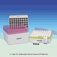 DaiHan SL.Via3303.ST Cryovial Rack-Set, 1D&2D Barcode, External Thread,81ea, 5.0㎖, Φ12×h86mm