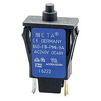 E-T-A Circuit Breakers 1140-F114-P1M1-10A Miniature Miniaturised single pole thermal circuit breaker with push-to-reset tease-free, trip-free, snap action mechanism (R-type TO CBE to EN 60934), snap-in panel mounting. For lower current ratings see type 105.  Approved to CBE standard EN