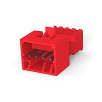 AMP Connectors - TE Connectivity 3-647000-4 Plug Housing 04P22AWG MTA100 PSTD ASSY WHT W/RED STRPE