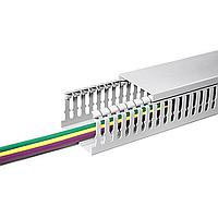 HellermannTyton 183-24025 Wire Ducting & Raceways Halogen Free Slotted Wiring Duct & Cover, without Adhesive, 40mm x 25mm, Piece/ABS, Gray, 48 m/Box