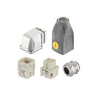 HARTING 10220030002 Heavy Duty Power Connectors Han-Yellock 10 Kit 3+GND - angled housing, top entry hood, M20 cable gland for 6-12mm  (10amps per pin, screw terminal)