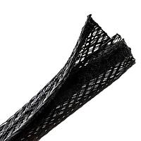 HellermannTyton 170-03154 Cable Protection Braided Sleeving, Hook & Loop, Flame Retardant, 0.75" Dia, PET, Black, 100 ft/bulk reel