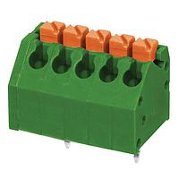 Same Sky (formerly CUI Devices) TBL002A-350-05GR-2OR Fixed Terminal Blocks Terminal block, screwless, 3.50, 45, 5 poles, green w orange tab