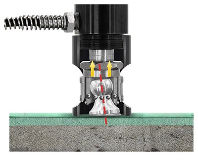 Cross-sectional view of a pull-off adhesion test actuator and dolly