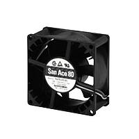 Sanyo Denki 9G0812P1H051 Axial Axial Fan, 80x80x38mm, 12VDC, 80CFM, 10.8W, 0.9A, 49dBA, Ribless, Tach/PWM