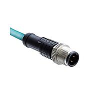 Amphenol LTW MSDS-04BMMM-SL8E02 Sensor Cables / Actuator Cables M12 Circular Metric Connector, D Code, Ethernet EtherCAT, Metal, 4A, 04 pins, Male Connector, Male Contact, Straight, Screw Thread, Overmolded, Length 2000mm, IP68 / IP69K