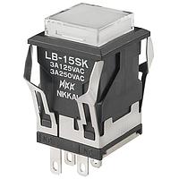 NKK Switches LB15SKW01-5D05-JB Pushbutton Switches ON-(ON) SQ 5V AMBER LED CLR LENS/WHT DIF