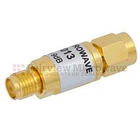 Fairview  FMAT1013 9 dB Fixed Attenuator SMA Male To SMA Female From 0.009 MHz To 6 GHz Rated To 2 Watts With Brass Body