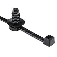 HellermannTyton 156-00056 Cable Tie Mounts 2-Piece Cable Tie with Fir Tree Mount, 6.0"L, 0.26 - 0.28" Mounting Hole Diameter, PA66HIRHS, Black, 500/pkg