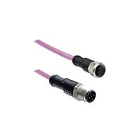 Amphenol LTW MSAS05ML-SASFL-SJ002 Sensor Cables / Actuator Cables M12 Circular Metric Connector, A Code, Metal, 4A, 05 pins, Male Connector, Male Contact, Straight-to-Straight, Screw Thread, Overmolded Double Ended, Length 2000mm, IP68 / IP69K