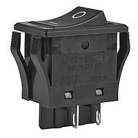 NKK Switches JWM21RA1A/UCV Rocker Switches DPST TV5 RATED BLACK CAP&BODY HORZ "O I"
