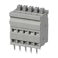 Same Sky (formerly CUI Devices) TBL009V-254-05GY-2GY Fixed Terminal Blocks Terminal block, screwless, 2.54, Vertical, 5, Gray w Gray Button
