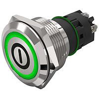 EAO 82-6152.1133.B001 Anti-Vandal 82-6152.1133.B001.Illuminated pushbutton.momentary.22 mm.stainless steel.flush/flat.ring.green.12 V.screw terminal.On OFF