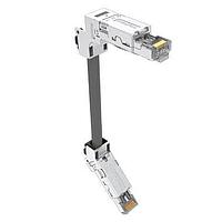 Amphenol Commercial Products DRPC215001740 Cat 6a Cable, Cat6A, Industrial RJ45, 45 deg  bottom exit to 90 deg  top exit, 26AWG, 0.5m, 50u gold