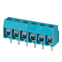 Same Sky (formerly CUI Devices) TB003-500-P06BE Fixed Terminal Blocks Terminal block, screw type, 5.00 , horizontal, 6 poles, CUI Blue, Philip's head screw, PCB mount