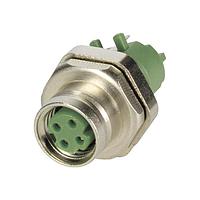 HARTING 21023812431 Connectors M8 D-code 4pin FML straight pcb mnt (THR) w/ housing front mnt shielded IP67