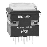 NKK Switches UB225KKW015F-1JB Pushbutton Switches 5A DPDT ON (ON) GRN