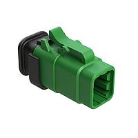 Amphenol SINE Systems ATM06-6S-SR01GN Connectors 6 Position, Plug, Socket, Strain Relief End Cap, Green Body