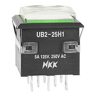 NKK Switches UB225KKW015F-1JF Pushbutton Switches 5A DPDT ON (ON) GRN