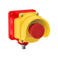 Banner Engineering SSA-EB1PLGRS1-02ED1Q5A Emergency Stop Button Emergency Stop: Flush Mounting 40 mm Push Button; Environ. Rating: IP65; Lighted; Color: Green, Red Flashing; 2 N.C. Safety Contacts; AB ArmorBlock; 5-pin M12 QD; ESC-1-YW Button Shroud Installed