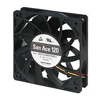 Sanyo Denki 9GV1248P4G011 Axial DC Axial Fan, 120x120x25mm, 48VDC, Guide Vane, Ribless, Tachometer, PWM