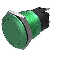 EAO 82-5851.2000 Anti-Vandal Pushbutton, Maintained, 19mm, Alu Green, Flush, no LED,Solder Terminals