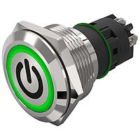 EAO 82-6152.2134.B002 Anti-Vandal 82-6152.2134.B002.Illuminated pushbutton.maintained.22 mm.stainless steel.flush/flat.ring.green.24 V.screw terminal.stand by