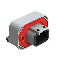 Amphenol SINE Systems ATM13-3P-BM04 3-Way RA Flng Mnt PCB Rcpt 3POS Gry Tin Cont