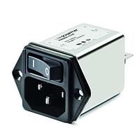Schaffner FN9264SB-1-06 Inlets IEC Inlet Filter with Dual Pole Switch 250VAC, 1A, <5uA, Faston, Snap-in Vertical